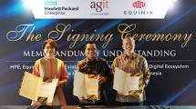 Penandatanganan kerja sama HPE, Equinix, dan AGIT